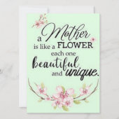 Een moeder is als een bloem... feestdagenkaart (Voorkant)