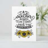 Een moeder is als een bloem| grappige prijsopgave RSVP kaartje (Staand voorkant)