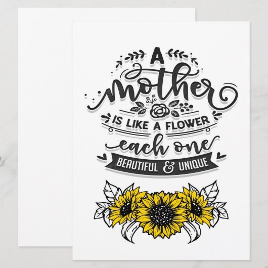 Een moeder is als een bloem | Tekst voor wandkunst (Voorkant / Achterkant)