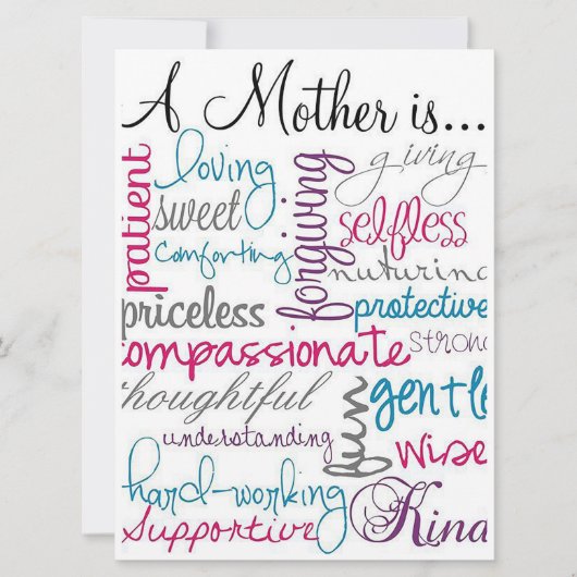 Een moeder is... feestdagenkaart (Voorkant)