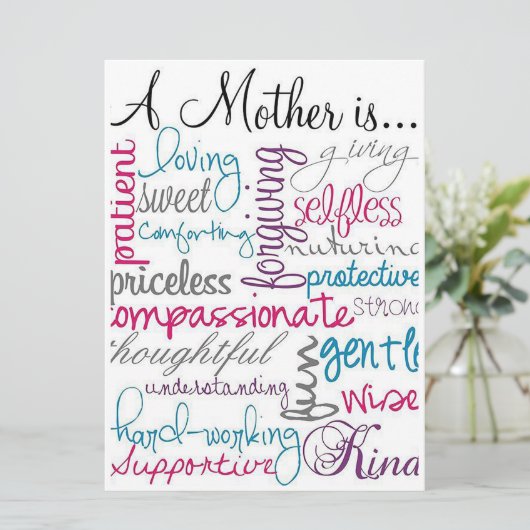 Een moeder is... feestdagenkaart (Staand voorkant)