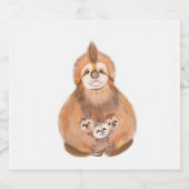 Een moeder Sloth met baby's. Digitale schattige il Sparkling Wijnetiket (Enkel label)