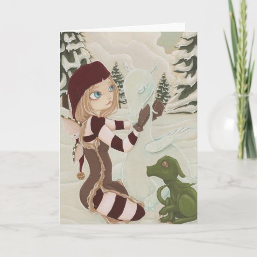 Een moeder voor Charlie- Dragon Fairy Christmas Ka Feestdagen Kaart (Voorkant)