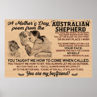 Een moederdag-gedicht van de australische herder poster