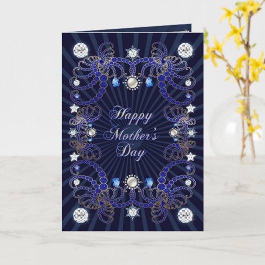 Een Moederdag kaart met diamanten (Gele Bloem)