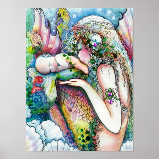 Een moederkus, zeemeermin poster (Voorkant)