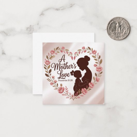 Een Moederliefde Christelijke Moederdagkaart Notitiekaartje (Voorkant / Achterkant in situ)