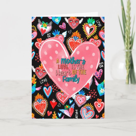 Een moederliefde is het hart van de familie kaart (Voorkant)