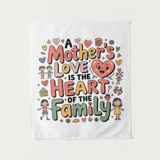 Een Moederliefde Is Het Hart Van Het Gezin Wandkleed (Voorkant)