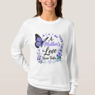 Een Moederliefde Verbleekt Nooit Paarse Vlinder T-shirt