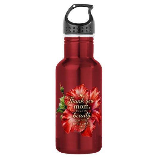 Een moeders liefde | Bloemrijke Moederdag Waterfles (Voorkant)