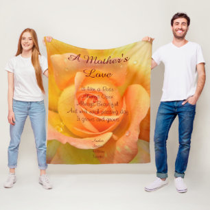 Een moeders liefde is als een roos geel oranje fleece deken