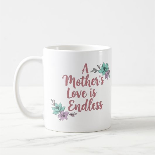 Een Moeders Liefde Is Eindeloos – Bloemengekste Mo Koffiemok (Links)