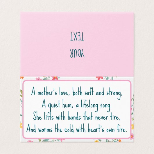 Een Moeders Liefde  Kaart (Buitenkant ongevouwen)