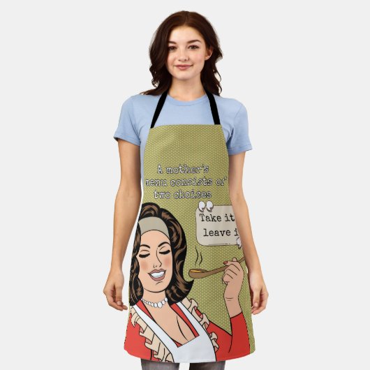Een moeders menu bestaat uit twee keuzes schort (Gedragen)