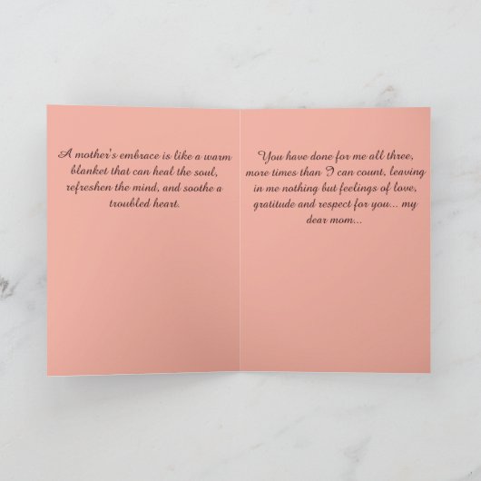 Een Moeders Omhelzing (1) Moederdag Kaart (Binnen)