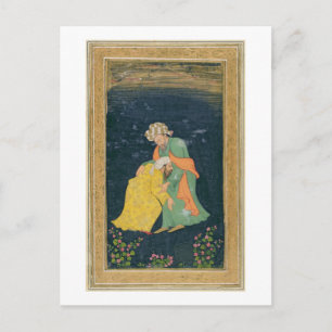 Een Moellah die naar een man gaat in een Iraanse j Briefkaart