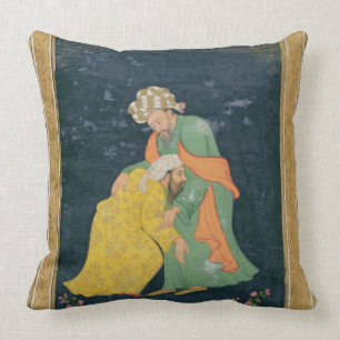 Een Moellah die naar een man gaat in een Iraanse j Kussen