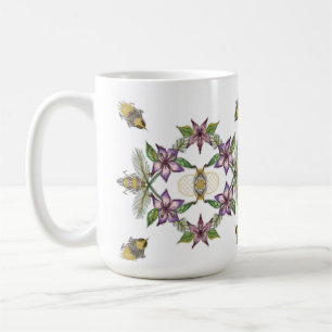 Een mok met bloemen en bijen, perfect voor tuinder