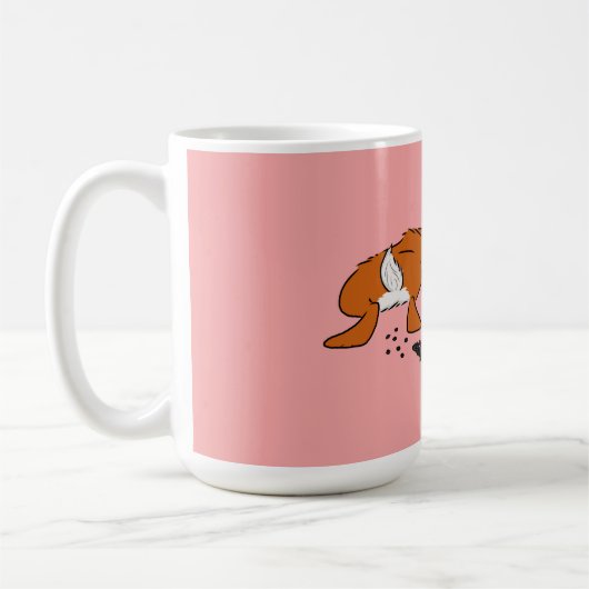 Een mok met een poep. (Links)