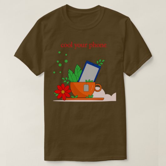 Een mok thee met een telefoon t-shirt (Design voorkant)