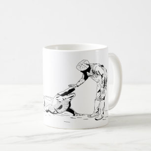 Een Mok voor een "Alligator Line Art"-koffie neerl