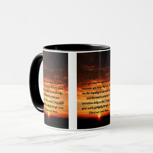 Een Mok voor tweetone gebeden in de dagochtend (Voorkant links)