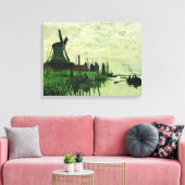 Een molen in Zandam 2 - Claude Monet - 1871 Canvas Afdruk (Insitu (Woonkamer))