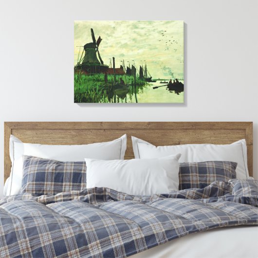 Een molen in Zandam 2 - Claude Monet - 1871 Canvas Afdruk (Insitu (Slaapkamer))