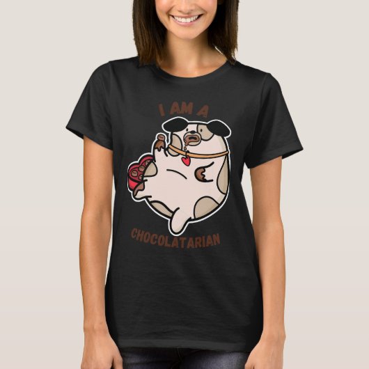 Een mollige hond die chocolade eet t-shirt (Voorkant)