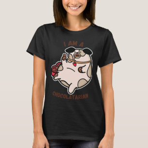 Een mollige hond die chocolade eet t-shirt