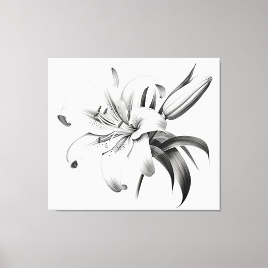 Een moment van bloei Lily Pencil Sketch Charcoal Canvas Afdruk (Voorkant)