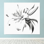 Een moment van bloei Lily Pencil Sketch Charcoal Canvas Afdruk (Insitu (Houten vloer))