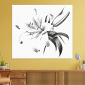 Een moment van bloei Lily Pencil Sketch Charcoal Canvas Afdruk (Insitu (Woonkamer))