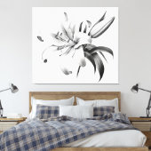 Een moment van bloei Lily Pencil Sketch Charcoal Canvas Afdruk (Insitu (Slaapkamer))