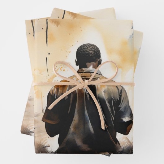 Een moment van geloof: zwart Man in gebed Inpakpapier Vel (In situ)
