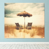 Een moment van herpite ingetogen retro kustrealism canvas afdruk (Insitu (Houten vloer))