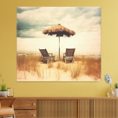 Een moment van herpite ingetogen retro kustrealism canvas afdruk (Insitu (Woonkamer))