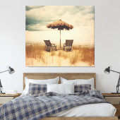 Een moment van herpite ingetogen retro kustrealism canvas afdruk (Insitu (Slaapkamer))