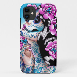 Een moment van stilte - Tattooed Sugar Skull Girl Case-Mate iPhone Case