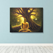 Een moment van verlichting: Meditatie van Boeddha Canvas Afdruk (Insitu (Houten vloer))