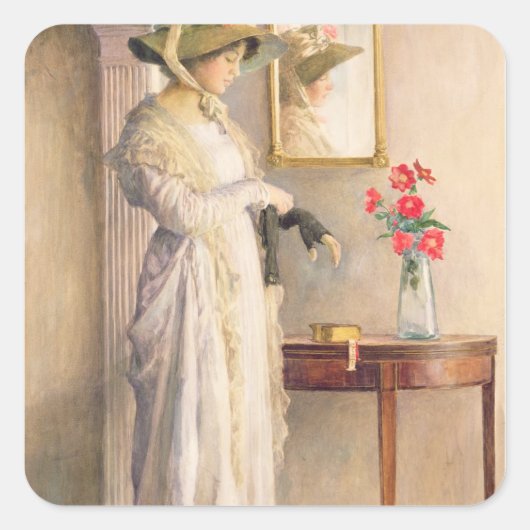 Een momentreflectie, 1909 vierkante sticker (Voorkant)