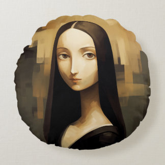Een Mona Lisa opnieuw bedacht, een klassieker maar Rond Kussen