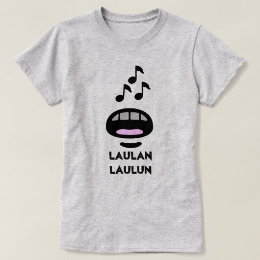 Een mond en noten en tekst Laulan laulun T-shirt (Design voorkant)
