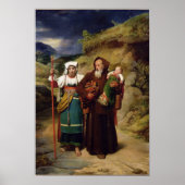 Een monnik die een pelgrim helpt poster (Voorkant)