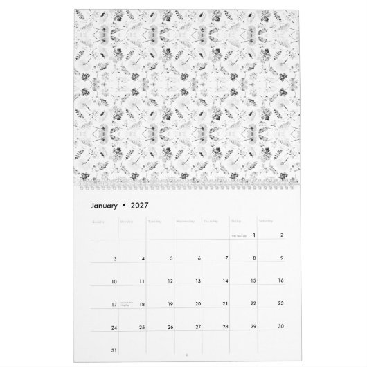 Een monochromatisch ontwerp met een veelheid aan kalender (Jan 2027)