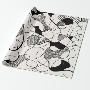Een monochrome abstracte pen en inktschets; onrege cadeaupapier