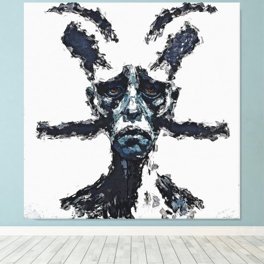 Een monochroom abstract portret canvas afdruk (Insitu (Houten vloer))