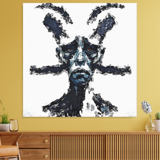 Een monochroom abstract portret canvas afdruk (Insitu (Woonkamer))