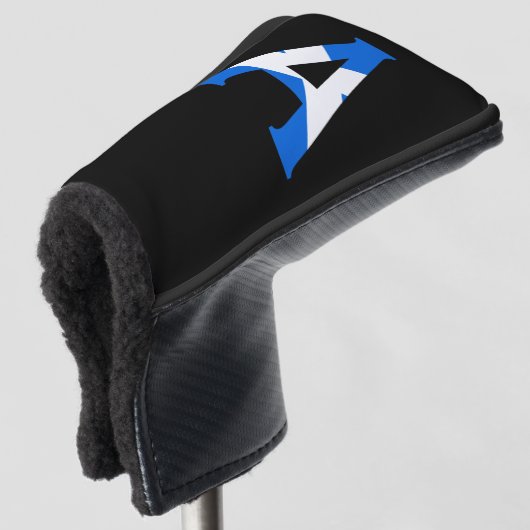 Een monogram bedekt met Schotse vlag pcnt Golfheadcover (3/4 voorkant)